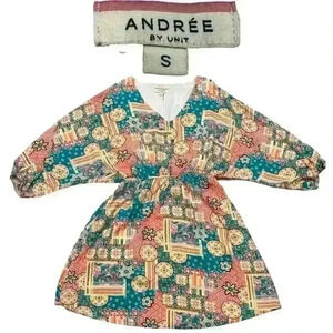 Andree By Unit Patchwork Geometric Print Elastic Waist Boho Dress Womens Sz S